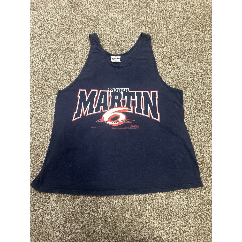 Vintage Chase Authentics Mark Martin NASCAR Tabk Top T Shirt Men's XL Blue
